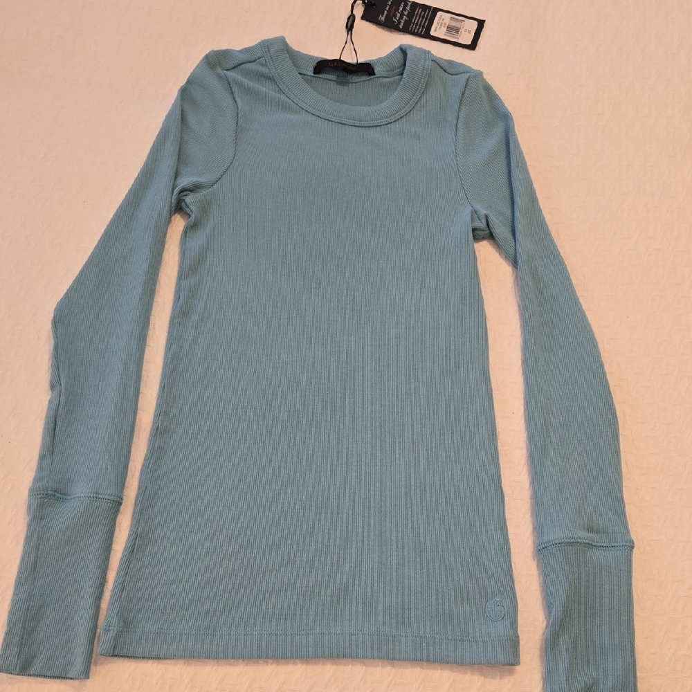 Greyson Orion Light Blue Ribbed Long Sleeve Tee In Echo Color